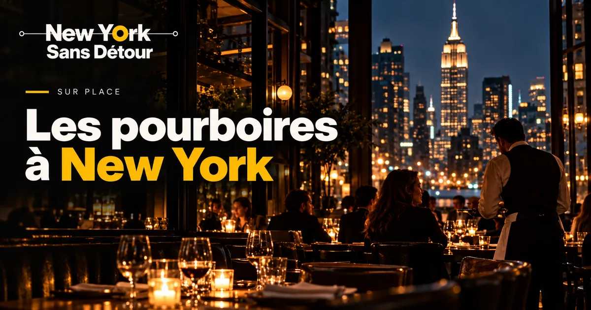 Serveur dans un restaurant à New York avec vue sur Manhattan