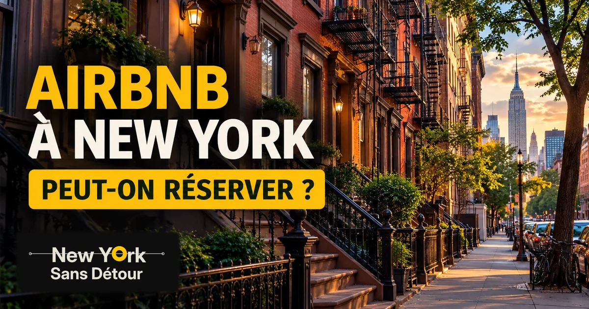 Rue résidentielle de New York avec immeubles en briques et escaliers de secours, illustrant la question des réservations Airbnb.