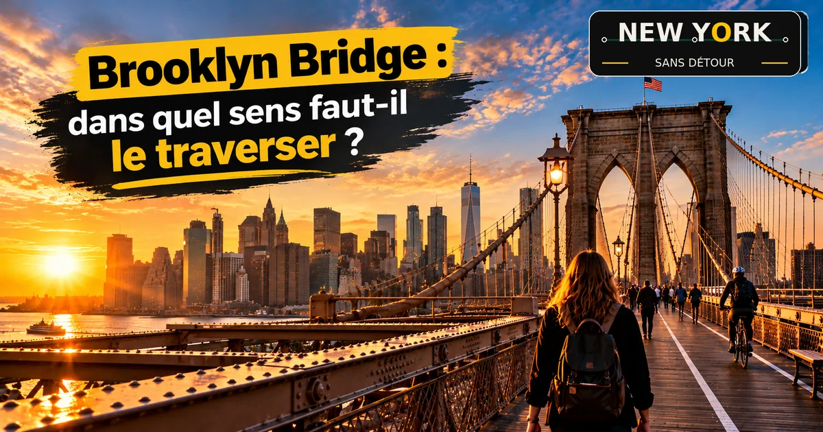Traversée du Brooklyn Bridge avec vue sur Manhattan