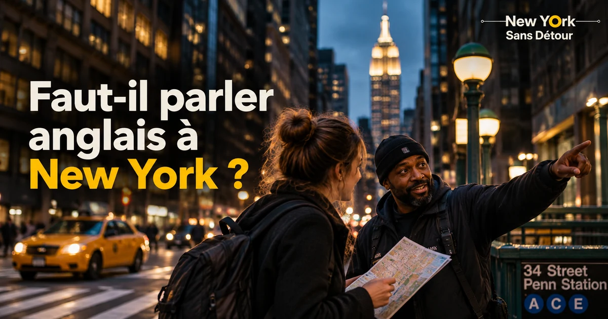 Voyageuse demandant son chemin à New York, près d'une entrée de métro.